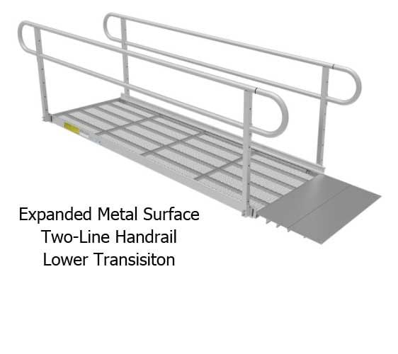 Expanded Metal Surface with Two-Line Handrail and Lower Transition
