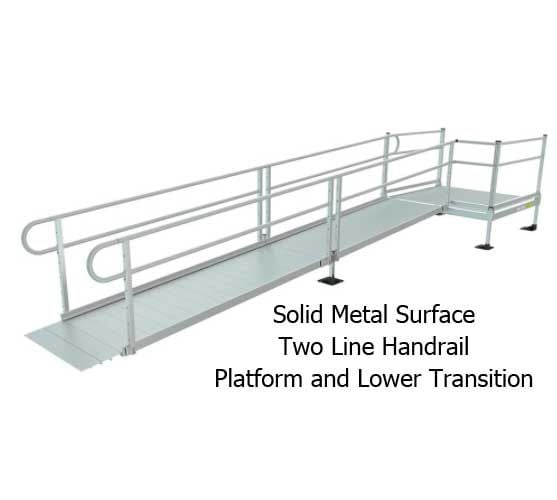 Expanded Metal Surface with Two-Line Handrail, Platform and Lower Transition