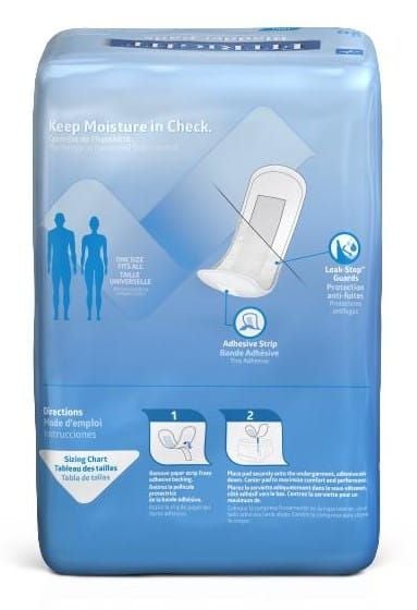 Back of Packaging, Light Absorbency Bladder Pads