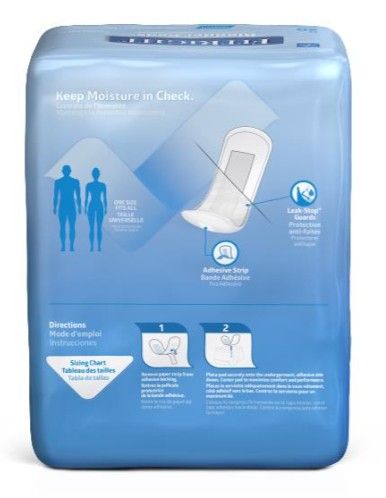 Back of Packaging, Moderate Absorbency Bladder Pads, Bag of 20