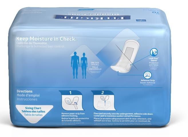 Back of Packaging, Maximum Absorbency Bladder Pads
