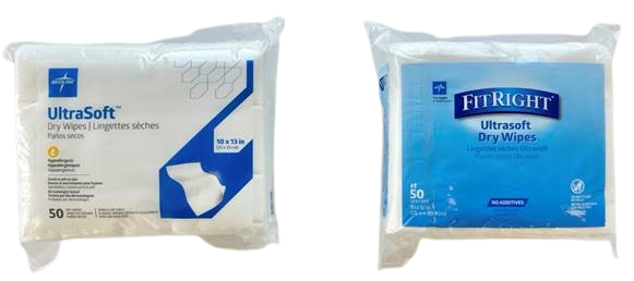 UltraSoft Dry Wipes, Bag of 50