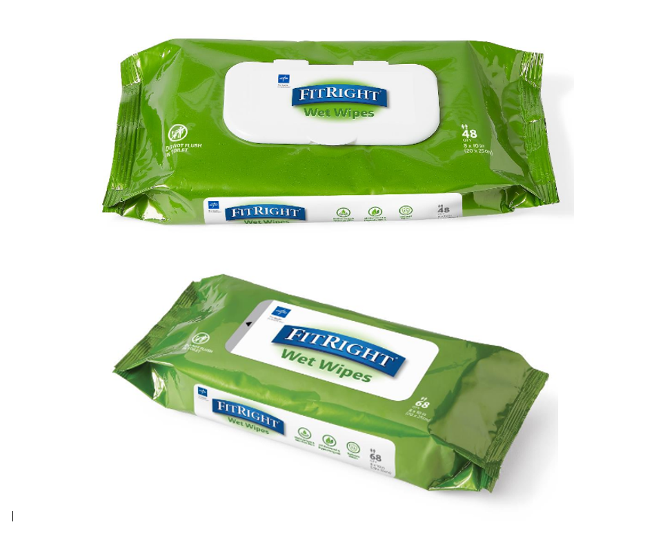 Medline FitRight Aloe Personal Cleansing Cloth Wipes, 8 x 10 inch Adult  Large Incontinence Wipes