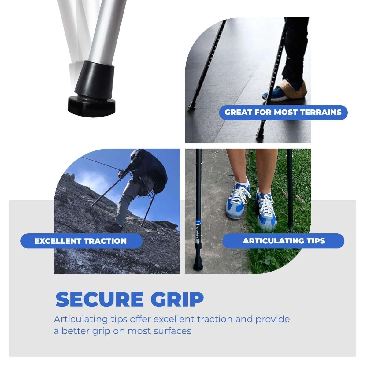 Secure grip, great for most terrains