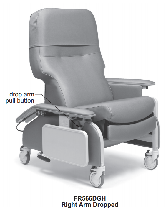 Lumex Deluxe Clinical Care Geri Chair Recliner with Drop Arms Features