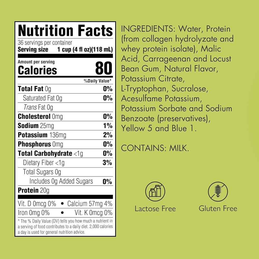 Nutrition Facts for the Lime flavor