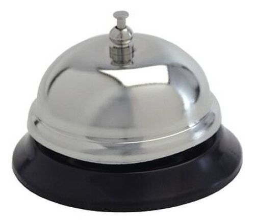 Image 1 of Polished Steel Push Button Call Bell with Black Vinyl Base