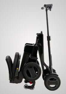 Side view of folded up scooter