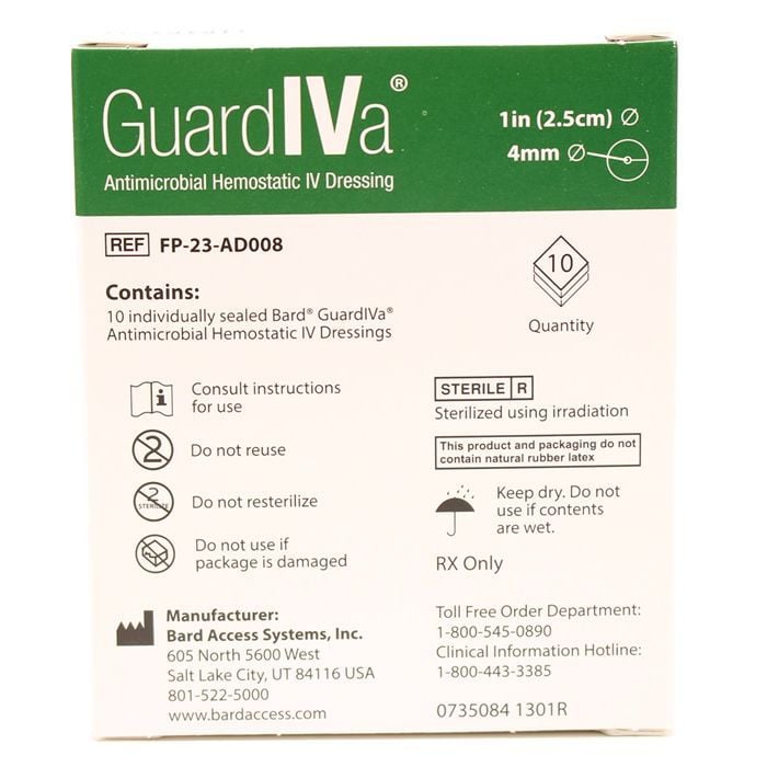 GuardIVa Antimicrobial Hemostatic IV Dressing - 4mm