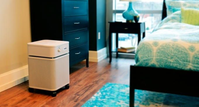White Air Purifier in Bedroom