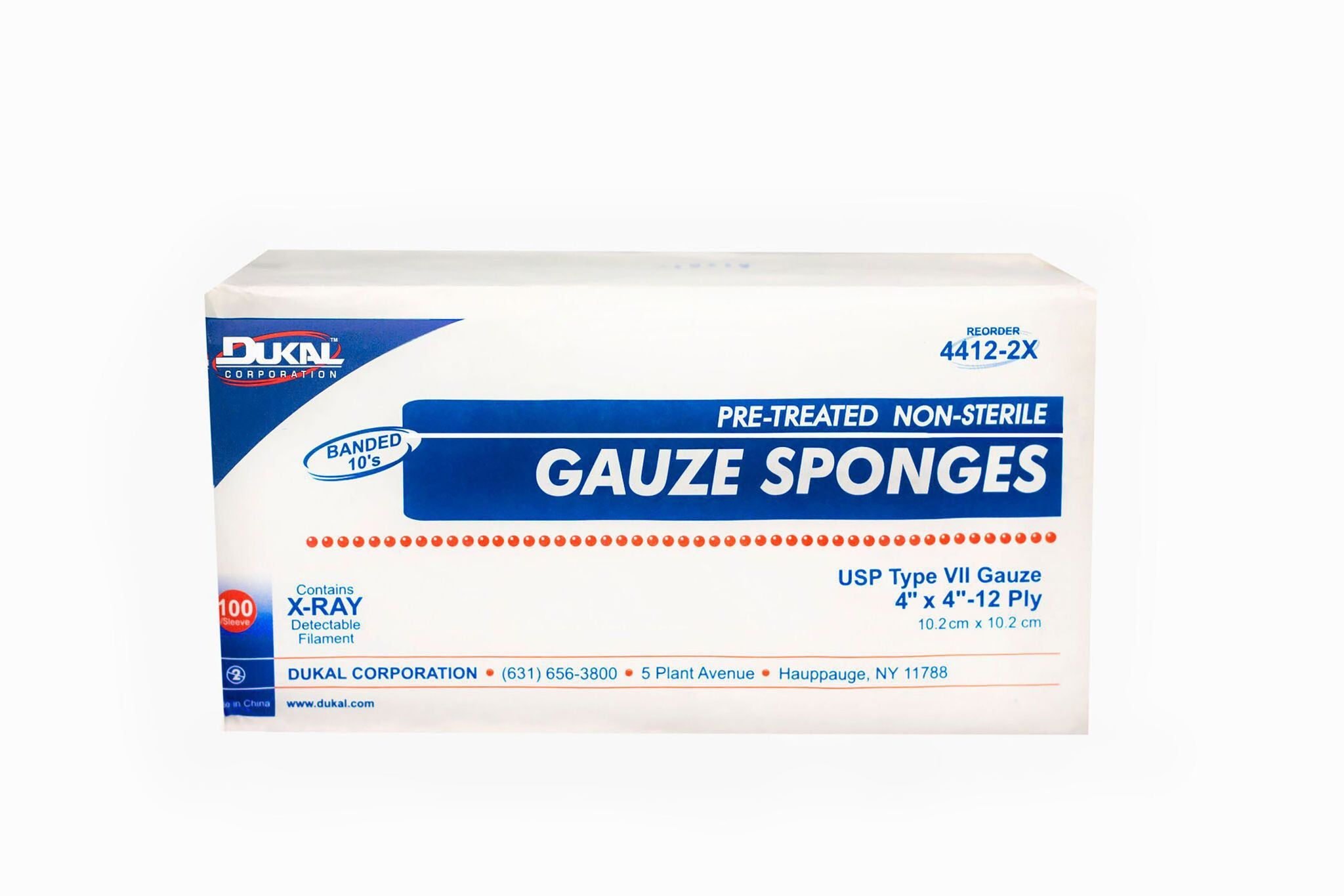 Dukal Premium Care X-Ray Detectable USP Type VII Gauze Sponges, Non-Sterile