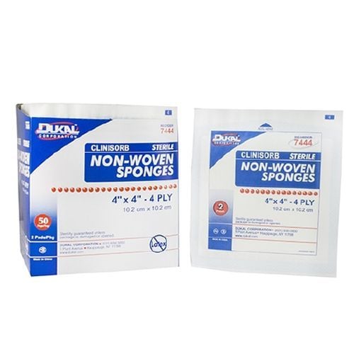 Dukal 7444 Clinisorb Non-Woven 4 x 4 Inch Sponges 4 Ply