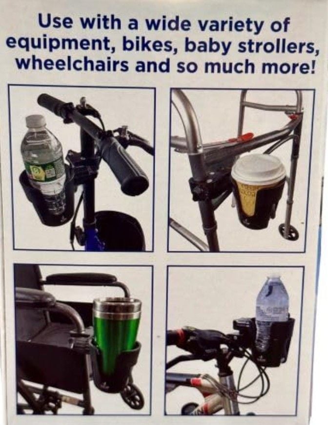 Hold My Drink Deluxe Multi-Direction Beverage Cup Holder - Use with a variety of mobility aids