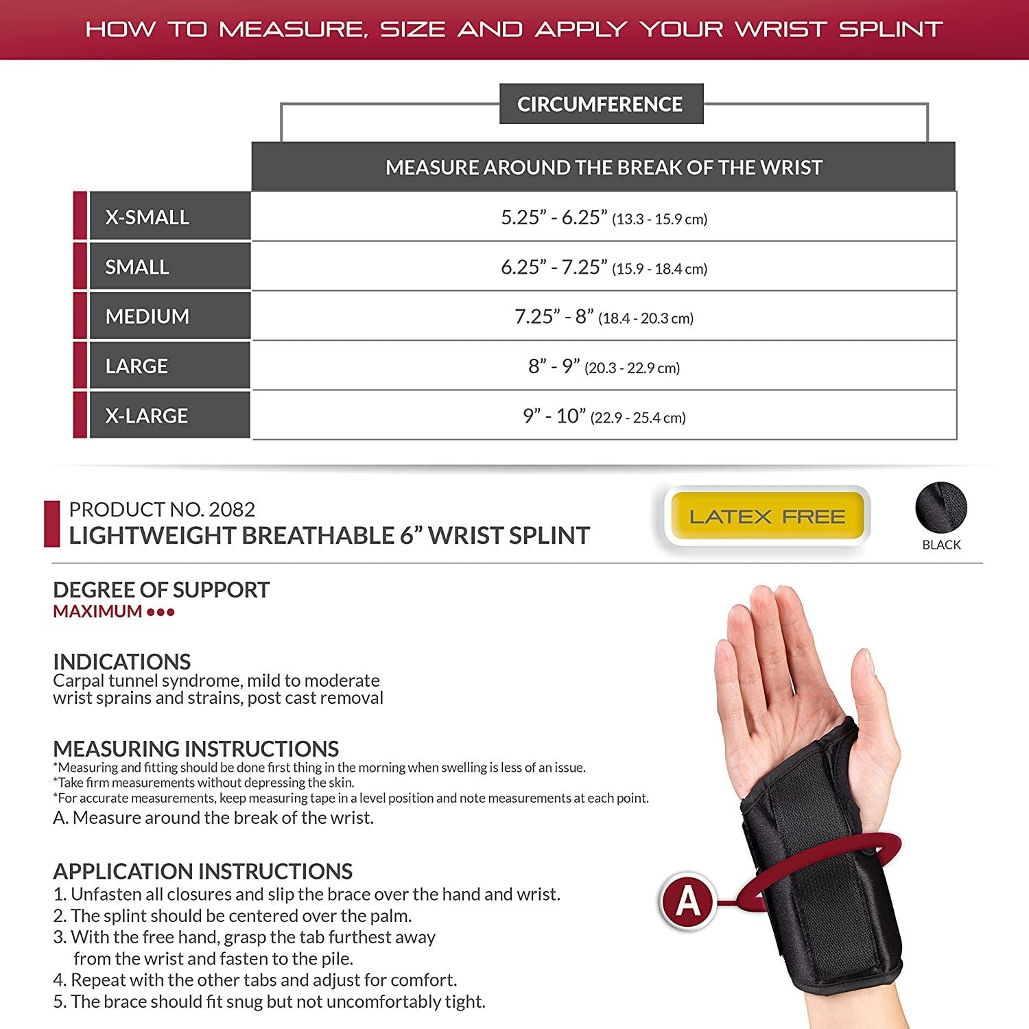 Image 5 of OTC Wrist Splint Hook and Loop - 6 Inch