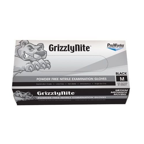 Image 1 of ProWorks GrizzlyNite Black Nitrile Powder Free Gloves