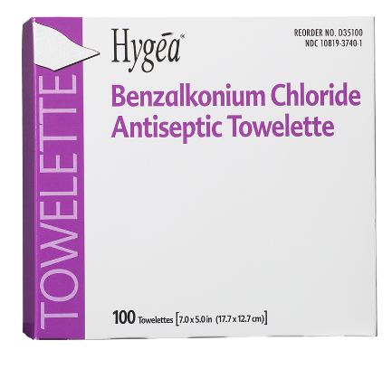 Hygea Benzalkonium Chloride 5 x 7 Inch Antiseptic Towelette