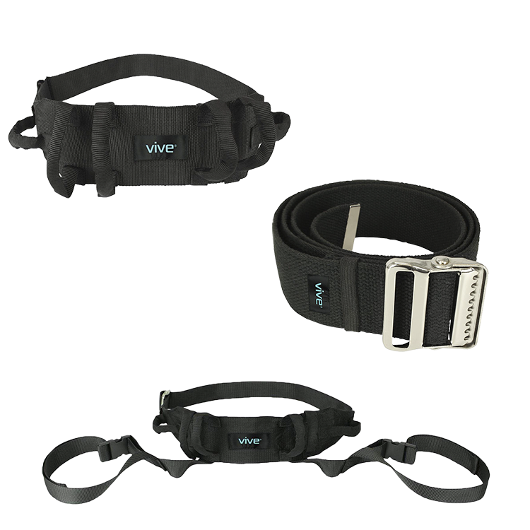 Vive Transfer Belt -- standard, with handles, and with handles & leg straps