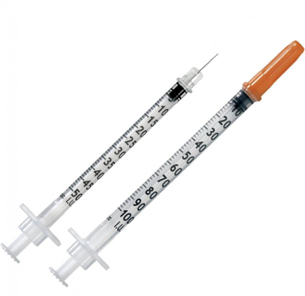 Insulin Syringe With Attached Needle