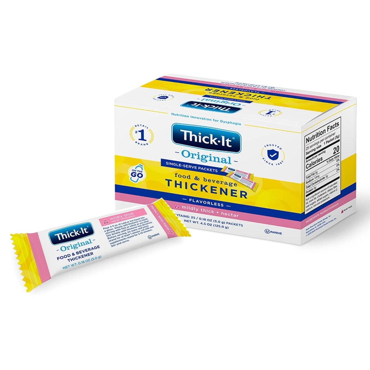 Food and Beverage Thickener Thick-It® Original 5 Gram Individual Packet Unflavored Powder IDDSI Level 2 Mildly Thick (J589-LE800)
