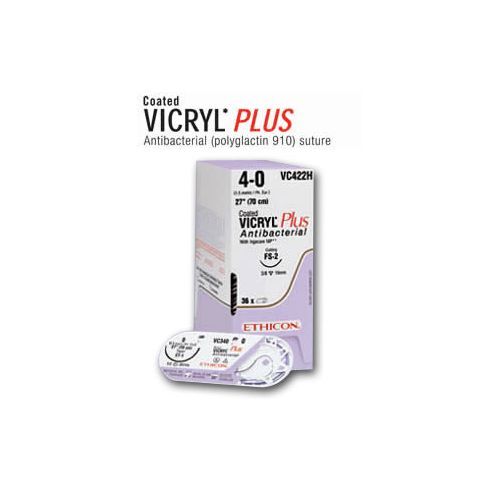 Image 1 of Suture with Needle Coated Vicryl Plus Absorbable Violet Braided Polyglactin