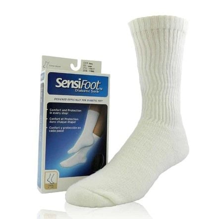 SensiFoot crew socks, white