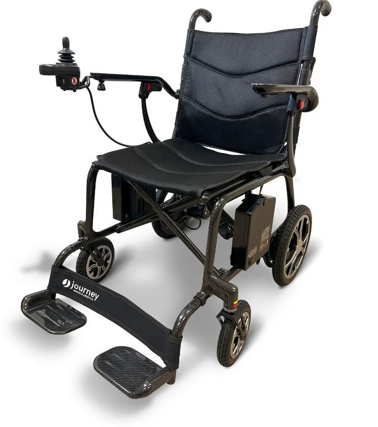 Journey Air Elite Folding Power Chair - Black, Left Side  Front View