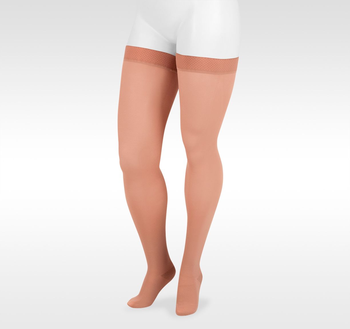Juzo 3511AG Dynamic 20-30 mmHg Open Toe Garter Thigh High Compression Stockings