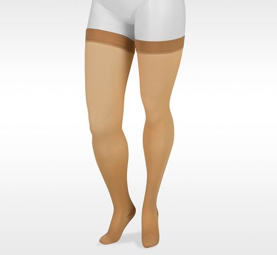 Juzo Basic 4410AG Closed Toe 15-20 mmHg Thigh High Compression Stockings Silicone Border