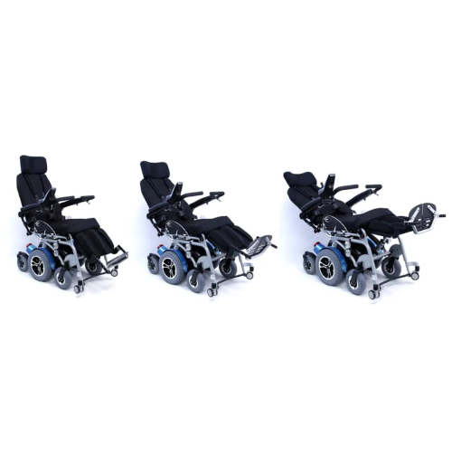 Wheelchair going from a seated to lying position