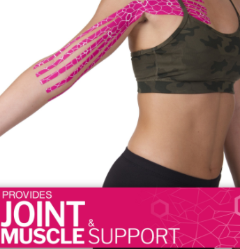 TheraBand 2" x 16.4' - Pink/White Print Kinesiology Tape Standard Roll