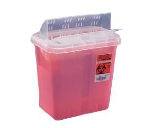 3 Gallon Transparent Red Sharps Container Always Open Lid 85221R
