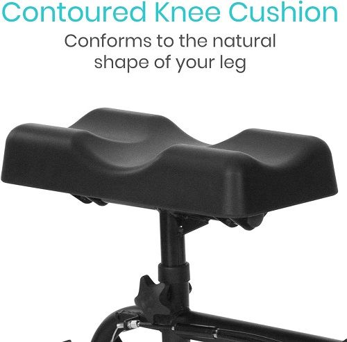 The contoured knee cushion conforms to the shape of the leg.