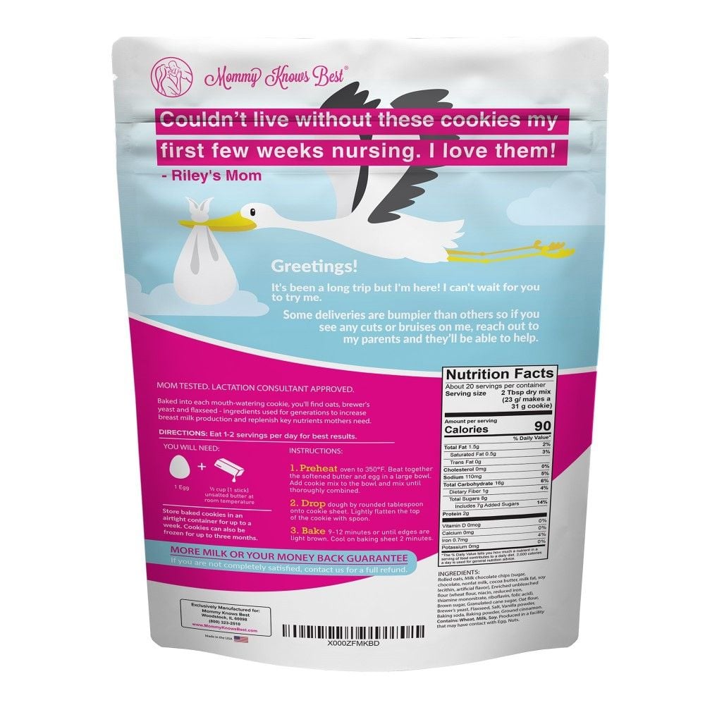 Back of cookie mix package