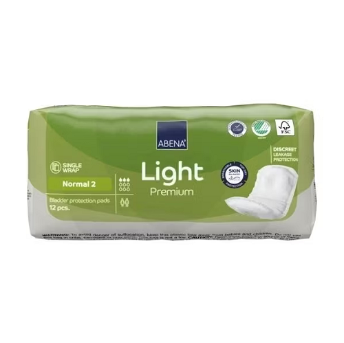 The packaging for the ABENA Light Premium Normal pads.