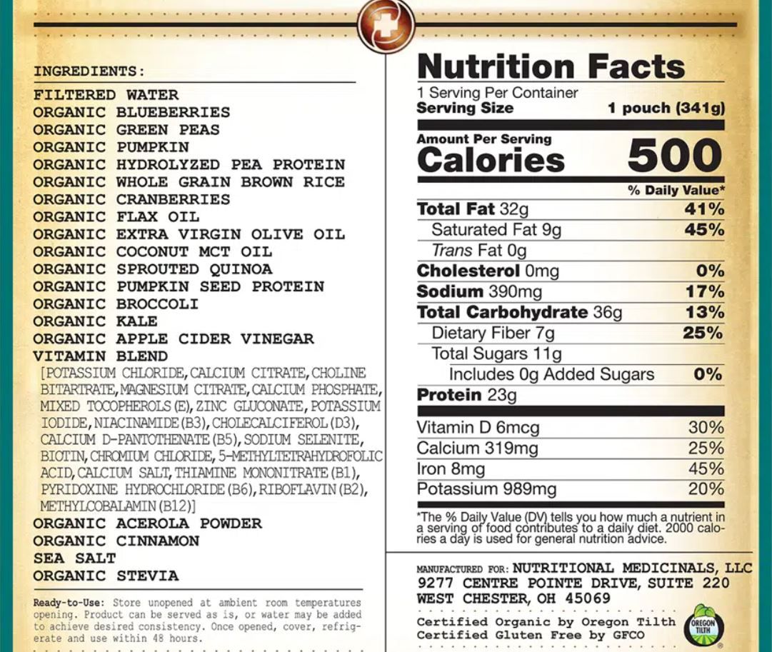 Liquid Hope Berry Medley Nutrition Facts