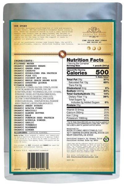 Liquid Hope Unflavored - Back of Package