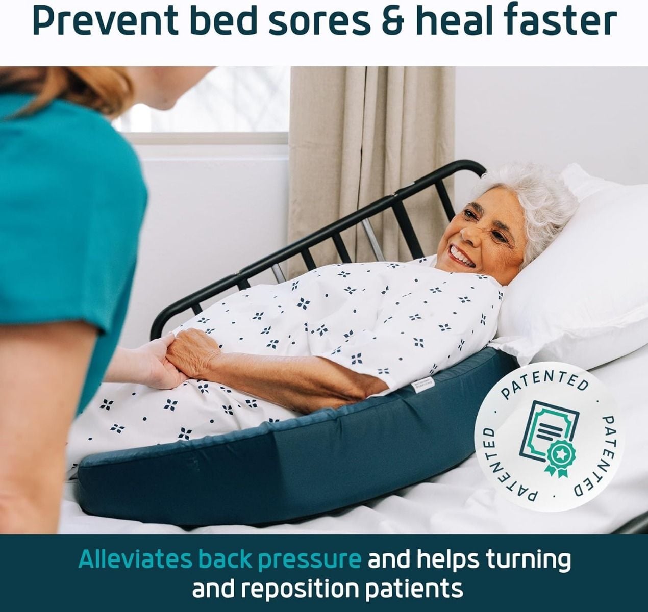The hospital bed uses the bedsore wedge pillow.