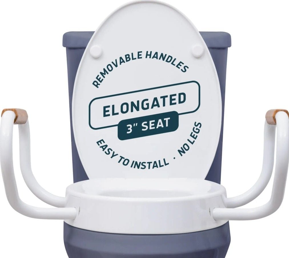 Lunderg Raised Toilet Seat with Arms - Elongated Toilet