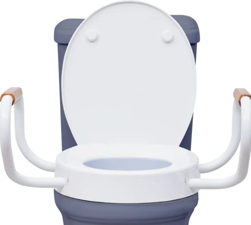 Lunderg Raised Toilet Seat with Arms - Elongated and Round Toilet