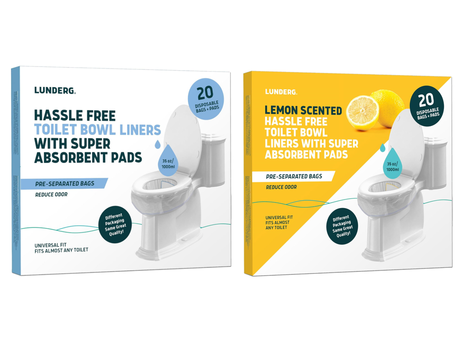 Lunderg Toilet Bowl Liners with Absorbent Pads