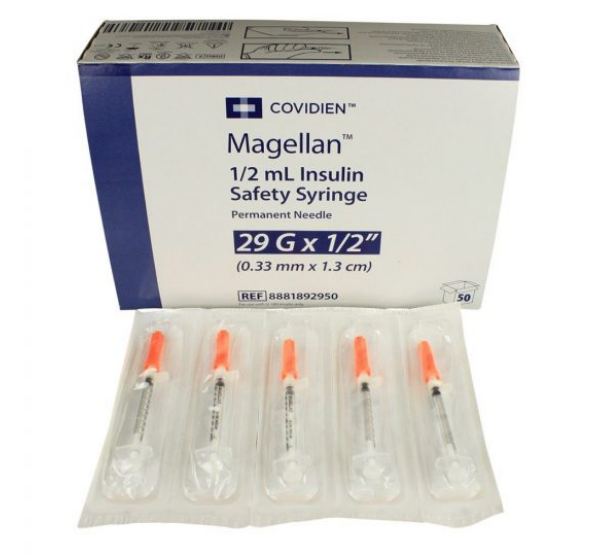 Magellan Insulin Safety Syringe Permanent Needle