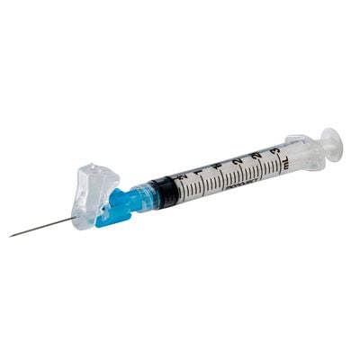 Safety Needle Attached to Syringe