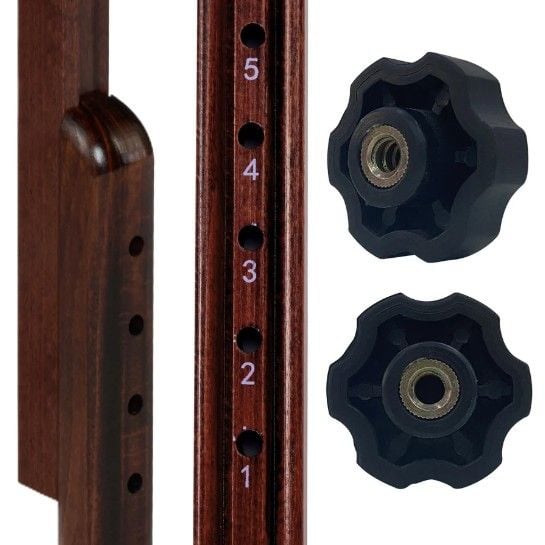 Adjustable wooden legs with knobs