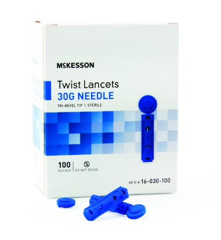 Twist Top Lancets, 30 Gauge, Box of 100 - 16-030-100