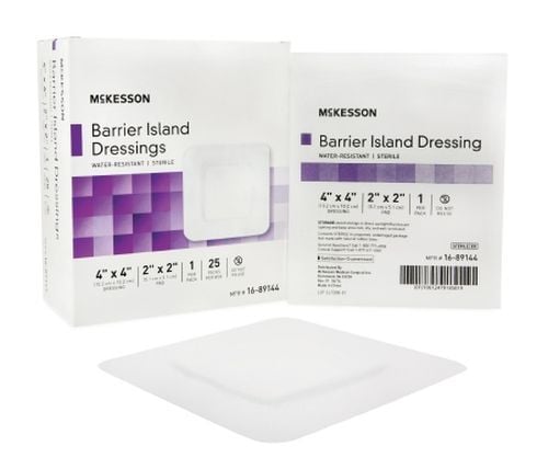Image 1 of McKesson Composite Barrier Island Dressing Water Resistant 4 x 4 Inch - Sterile