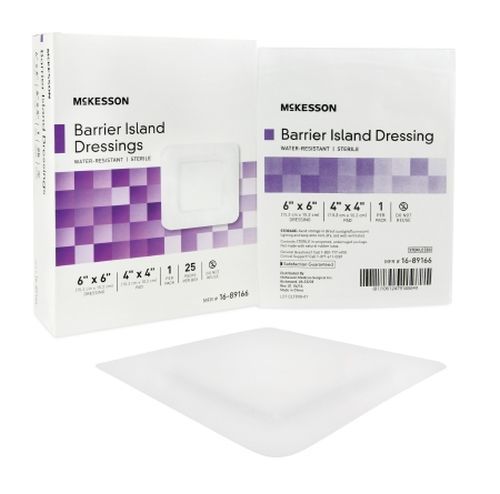 Image 1 of McKesson Composite Barrier Island Dressing Water Resistant 6 x 6 Inch - Sterile