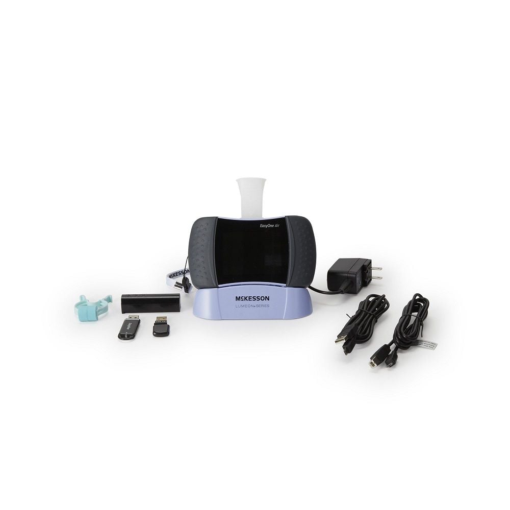 LUMEON EasyOne Air Spirometer with flow tube attached.