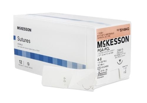 Image 1 of Mckesson Suture with Needle, 3/8 Circle Precision Reverse Cutting Monofilament Polyglycolic Acid