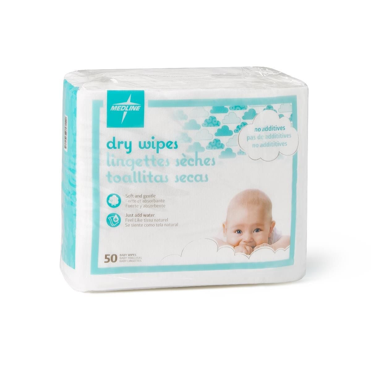 Medline Ultrasoft Baby Disposable Dry Cleansing Cloths - 10" x 12"
