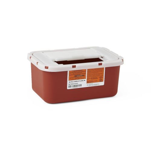1 Gallon Medline Red Sharps Container, Horizontal Drop Opening Lid - MDS705201H
